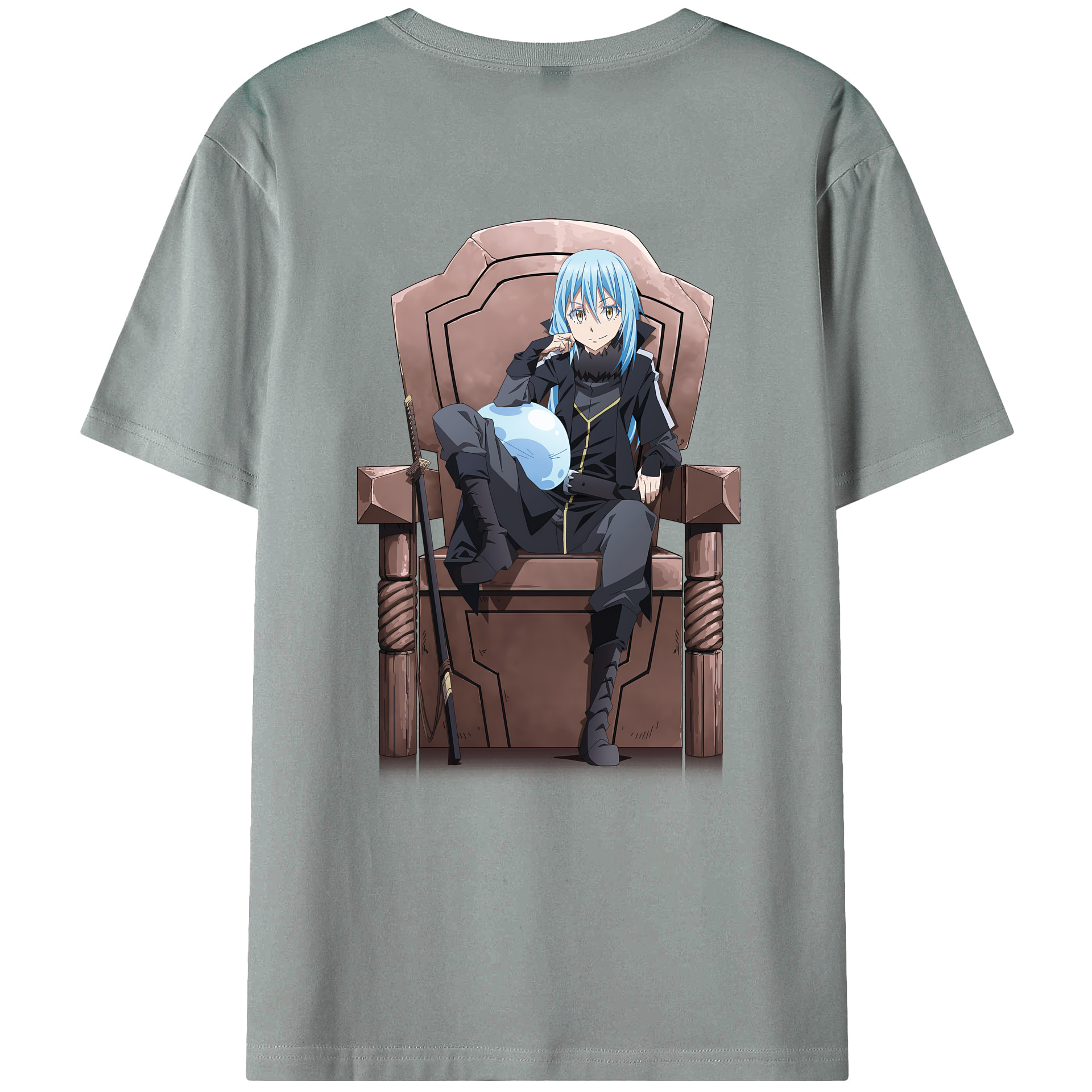 （画像用） 転スラ Regarding Reincarnated to Slime 綿100％ メンズ半袖Tシャツ（バックプリント） 通気性